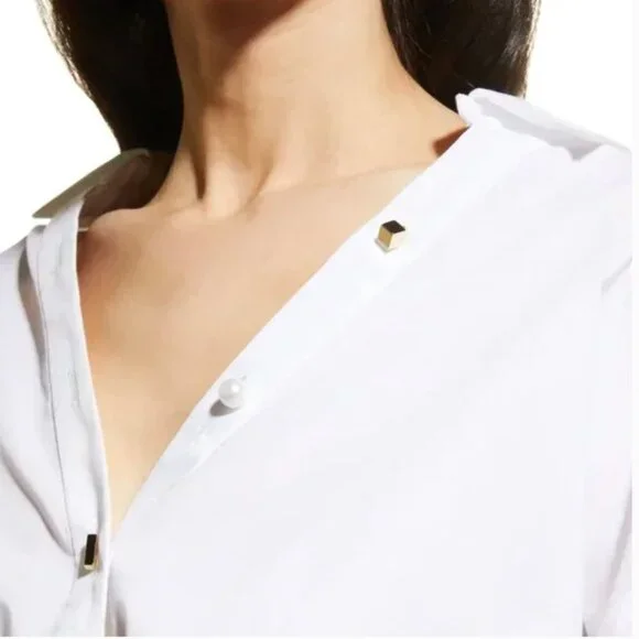 Hellessy Tollin Knot-Hem High-Low White button up Shirt - Picture 10 of 11